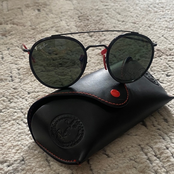 Ray-Ban Black and Red Round Sunglasses